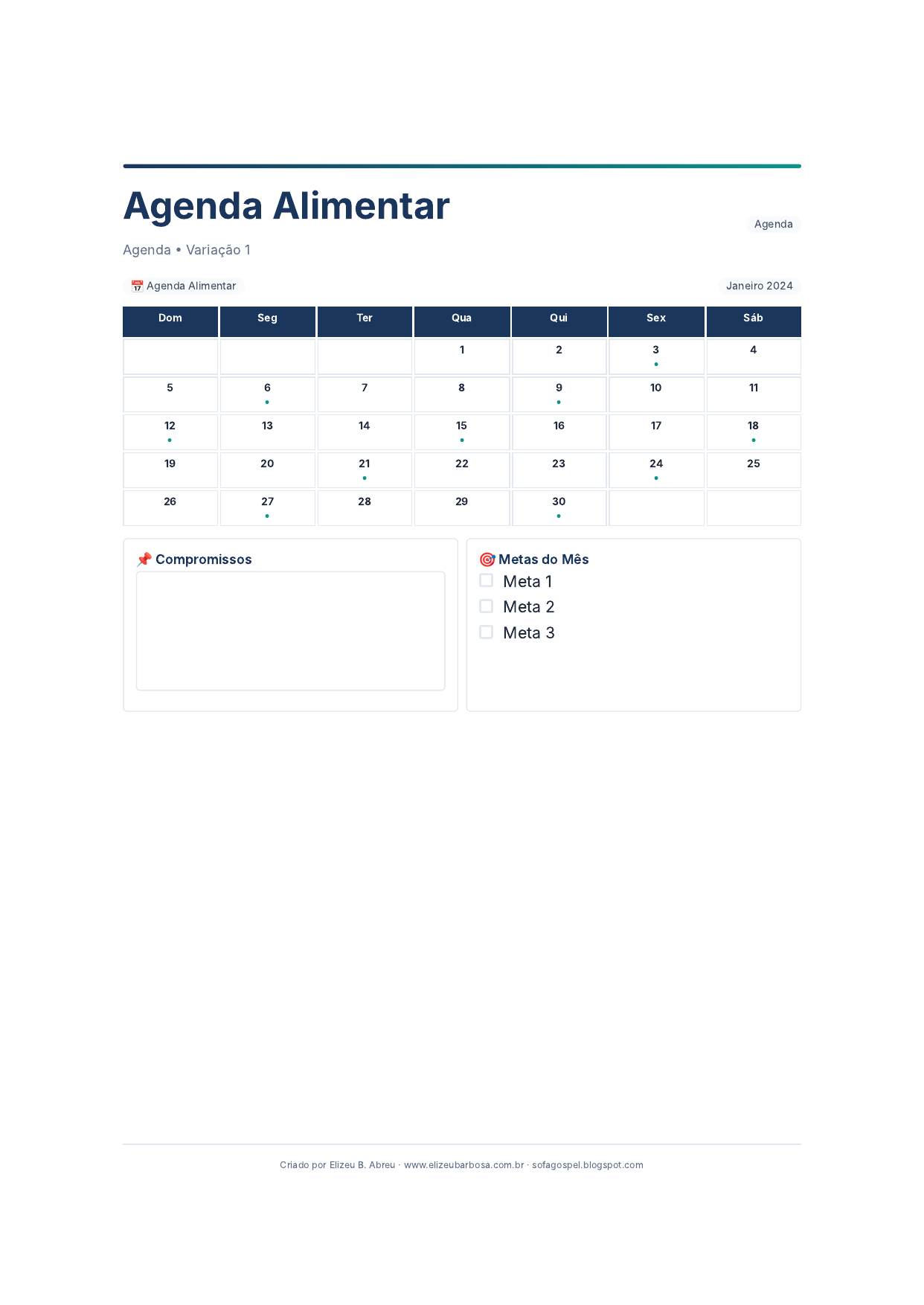 Agenda Agenda Alimentar V1 Minimal Neutro Sunset