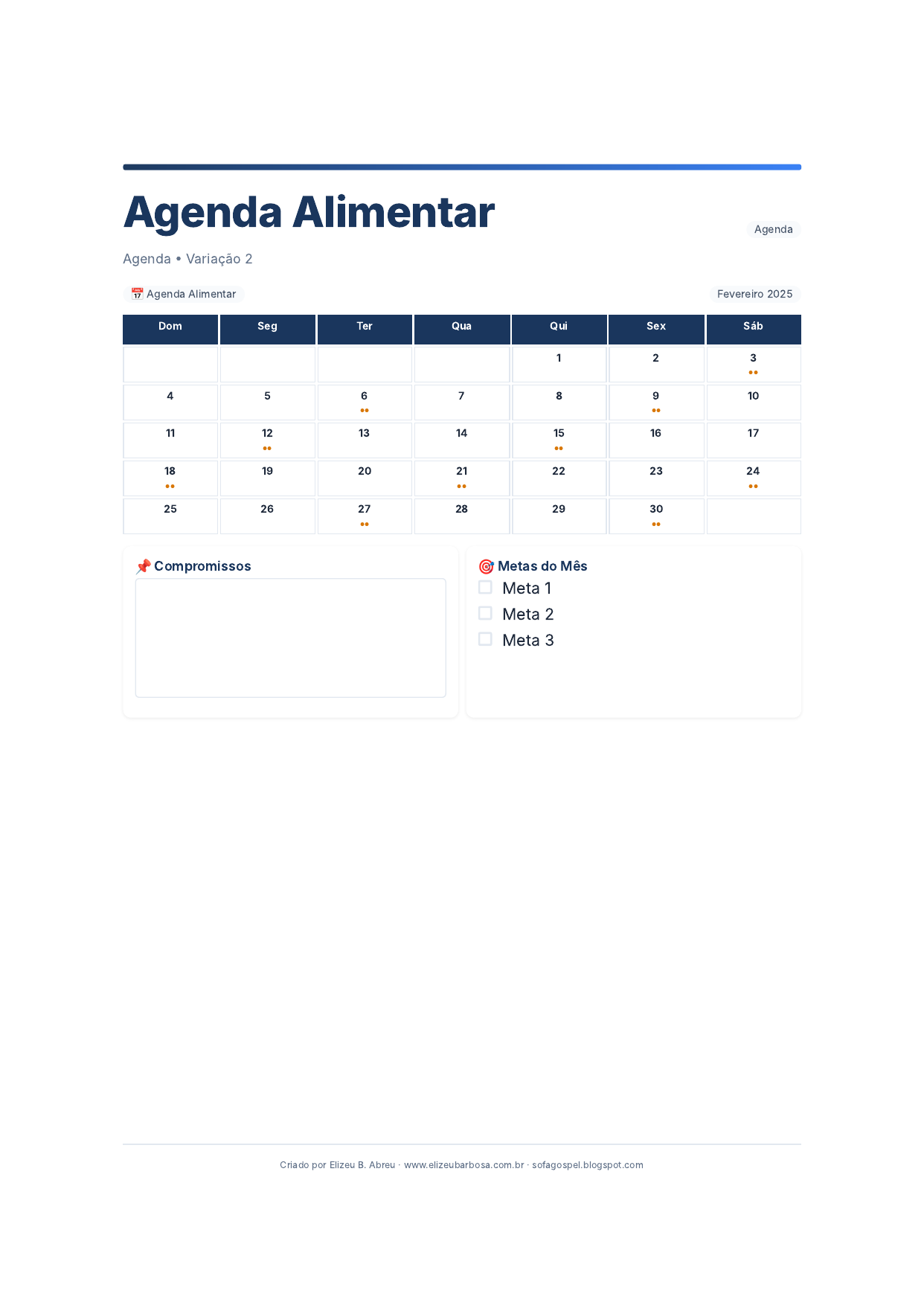 Agenda Agenda Alimentar V2 Modern Masculino Slate