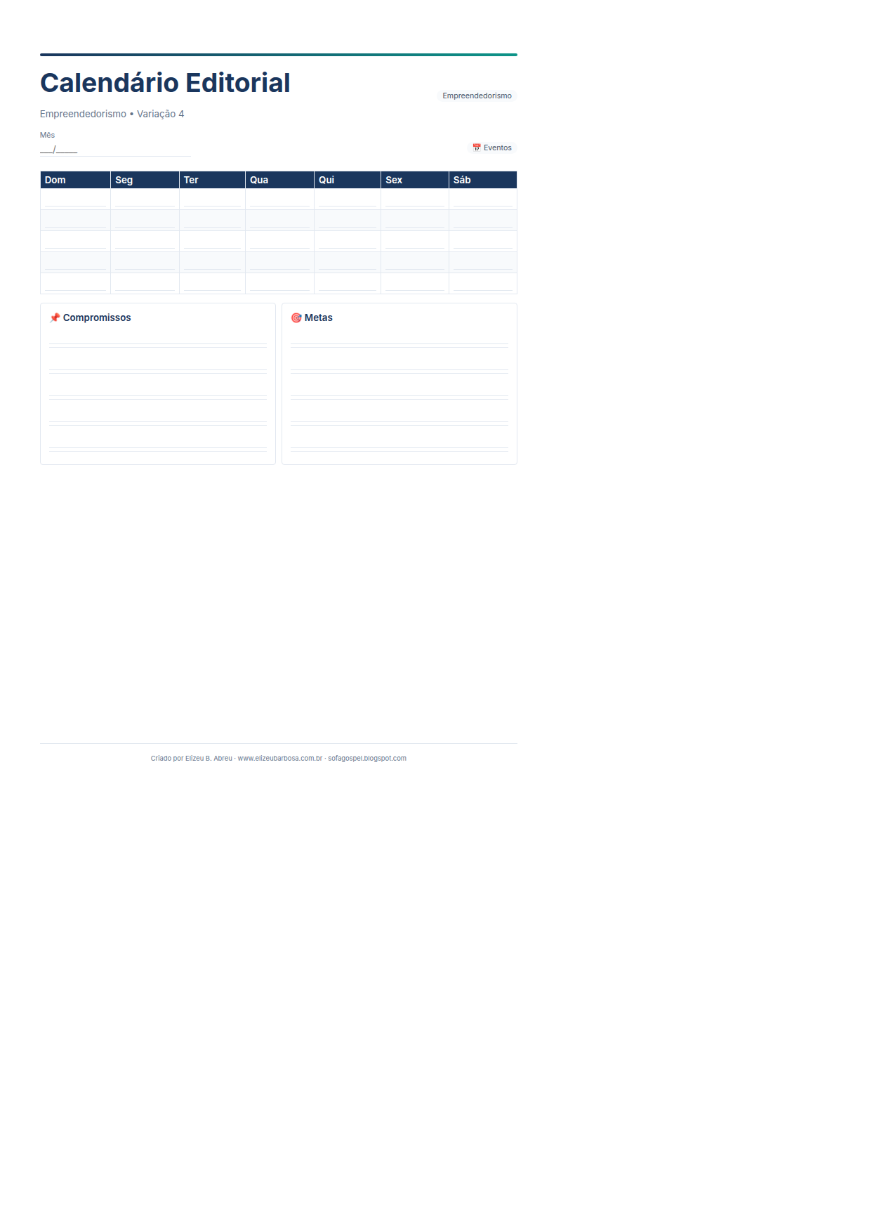 Empreendedorismo Calendario Editorial V4 Minimal Neutro Sunset