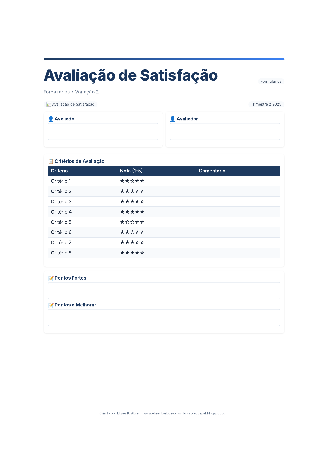 Formularios Avaliacao De Satisfacao V2 Modern Masculino Sunset