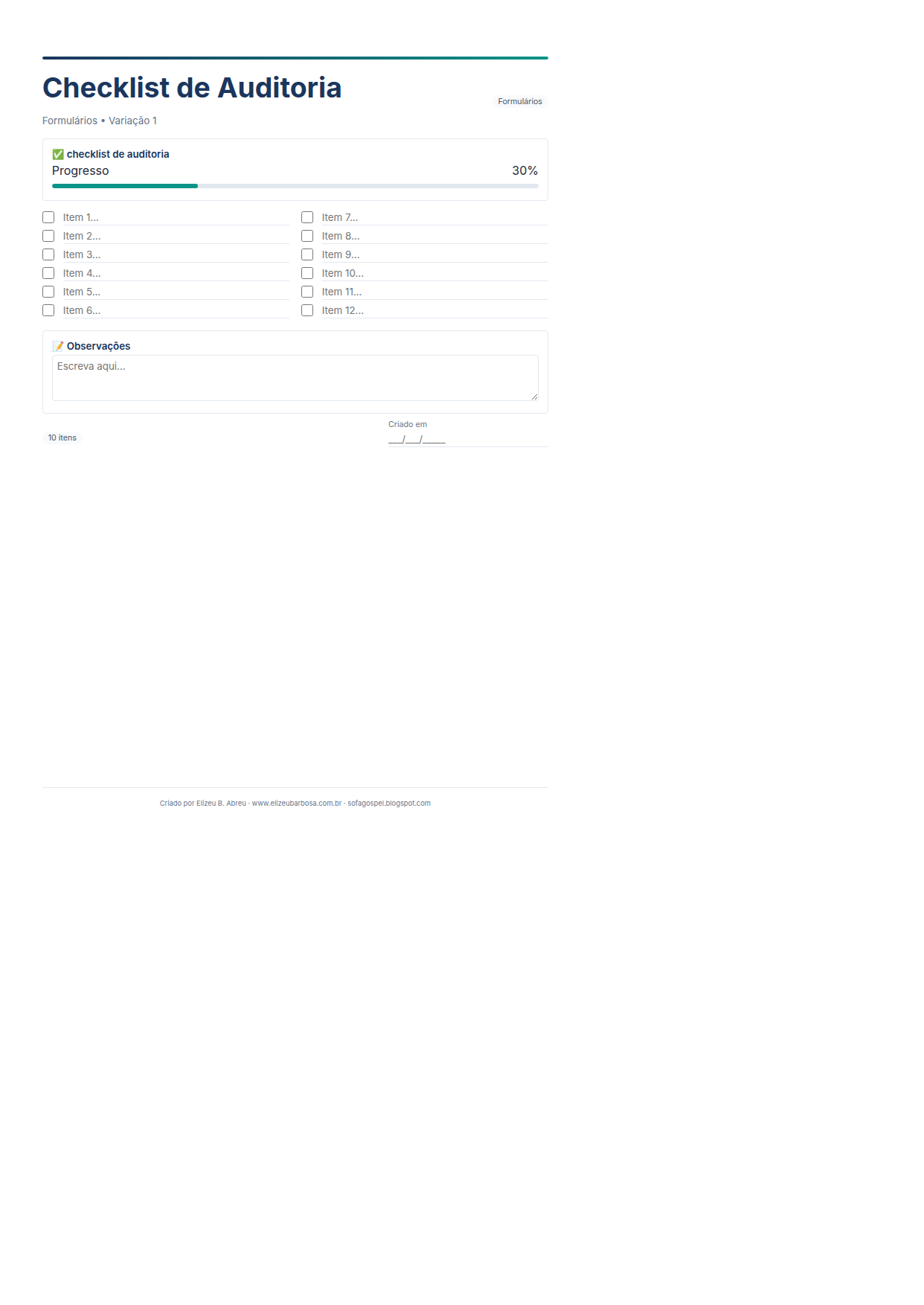 Formularios Checklist De Auditoria V1 Minimal Neutro Forest