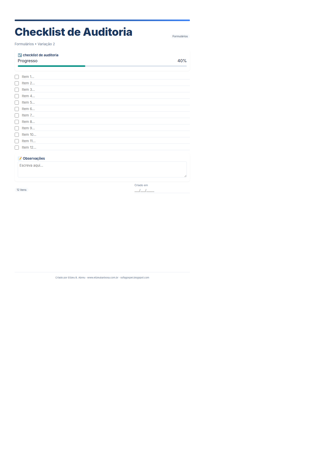 Formularios Checklist De Auditoria V2 Modern Masculino Sunset