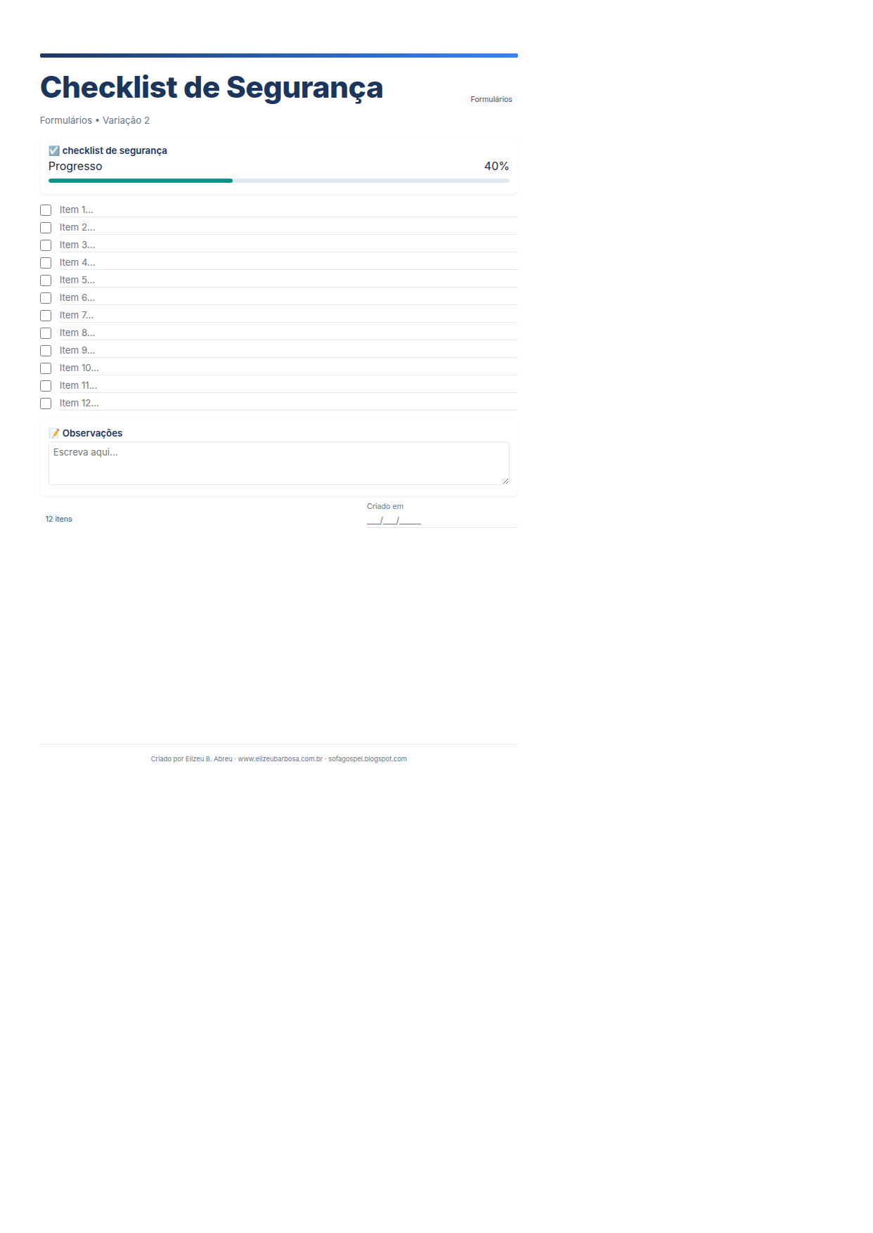Formularios Checklist De Seguranca V2 Modern Masculino Teal