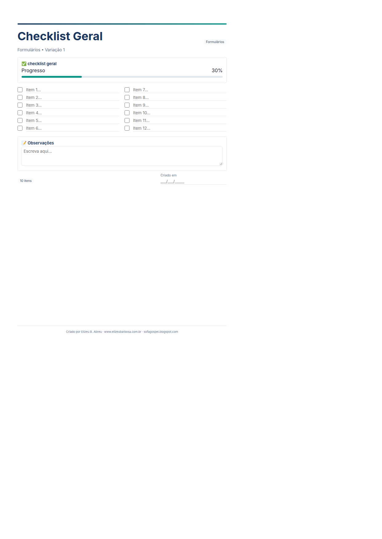 Formularios Checklist Geral V1 Minimal Neutro Slate