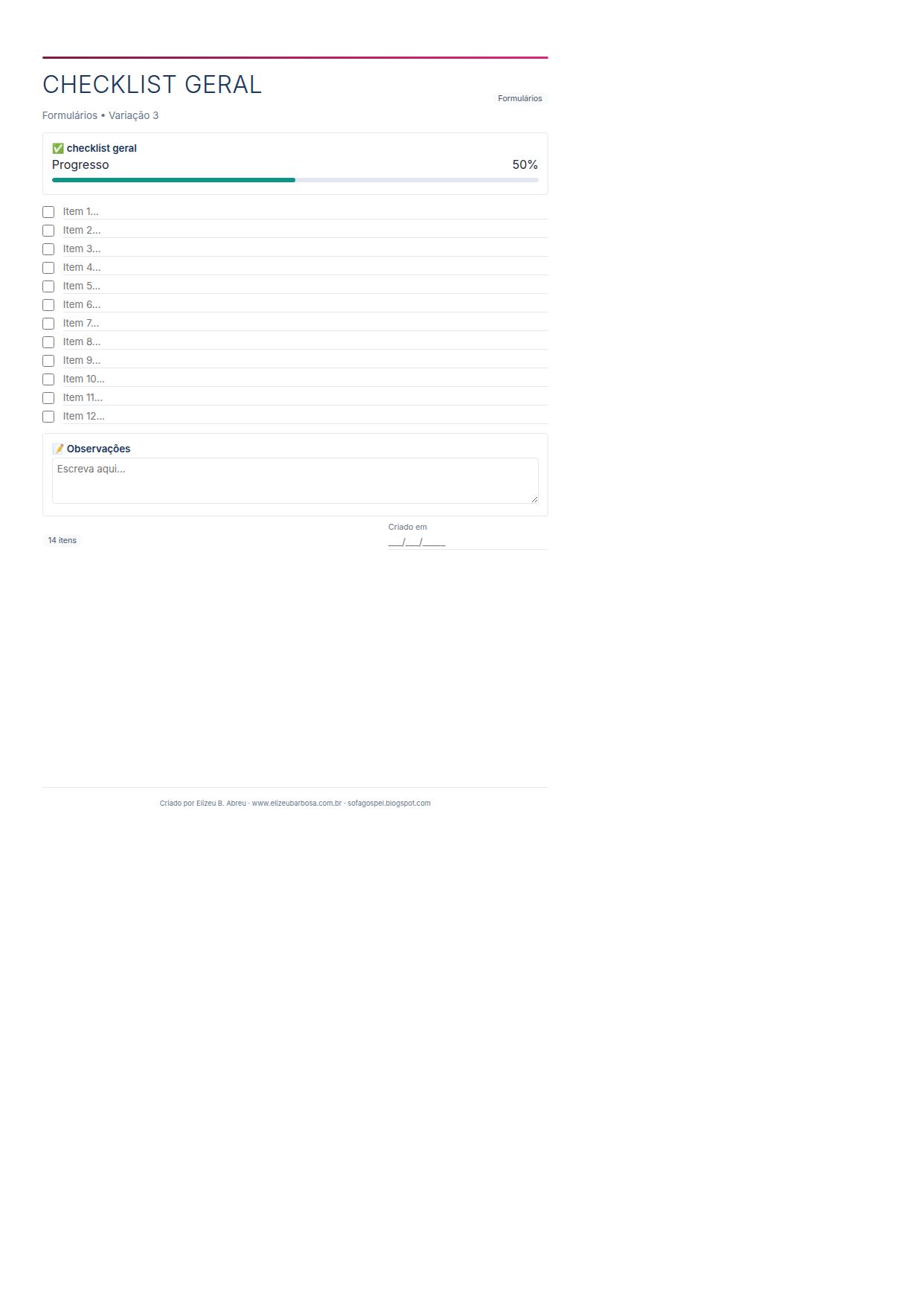 Formularios Checklist Geral V3 Corporate Feminino Violet