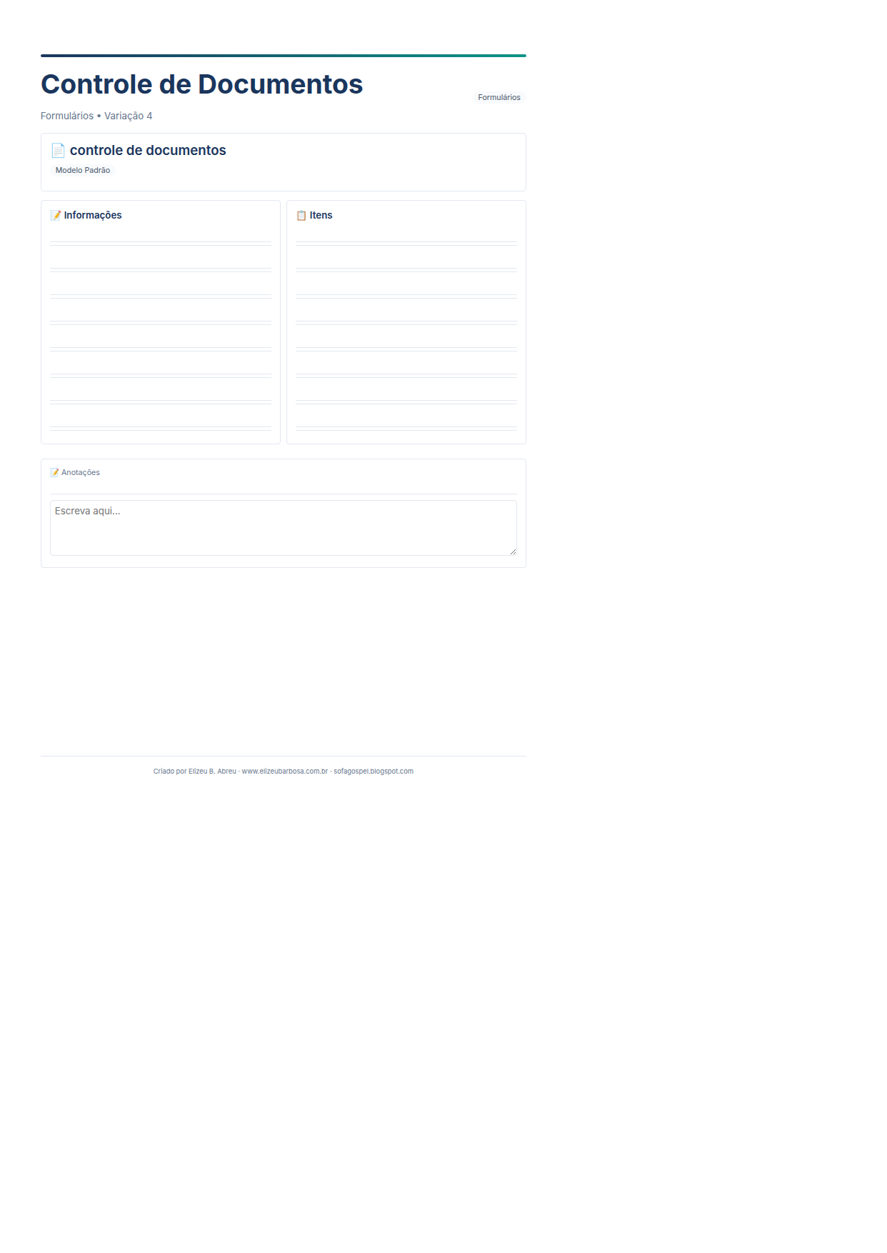 Formularios Controle De Documentos V4 Minimal Neutro Teal