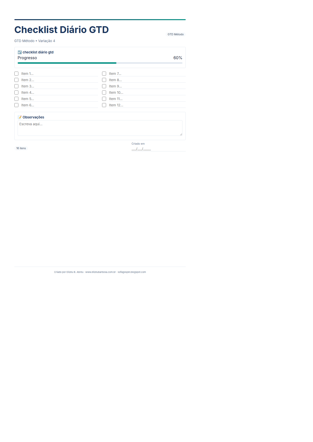 Gtd Metodo Checklist Diario Gtd V4 Minimal Neutro Corporate