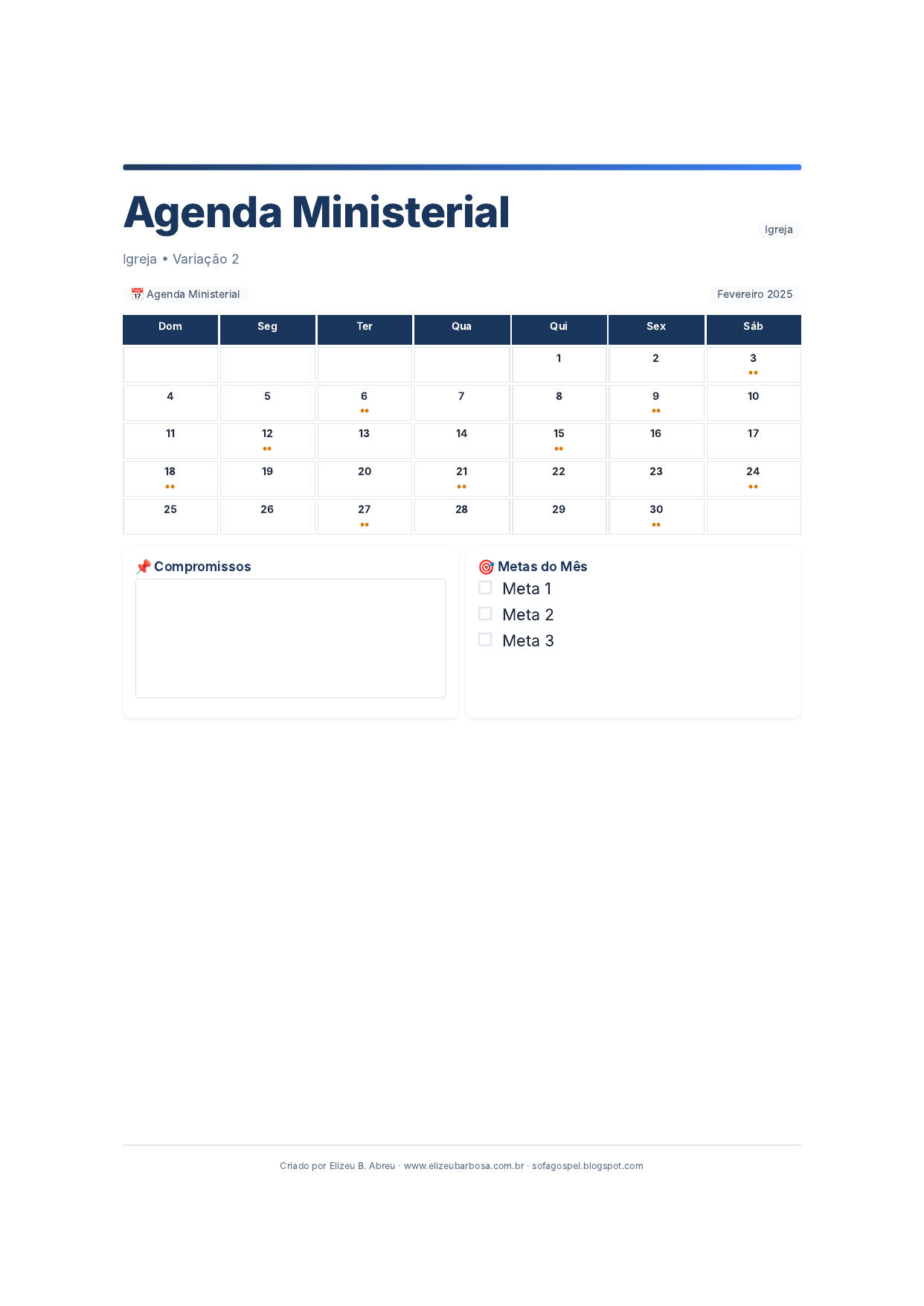 Igreja Agenda Ministerial V2 Modern Masculino Rose