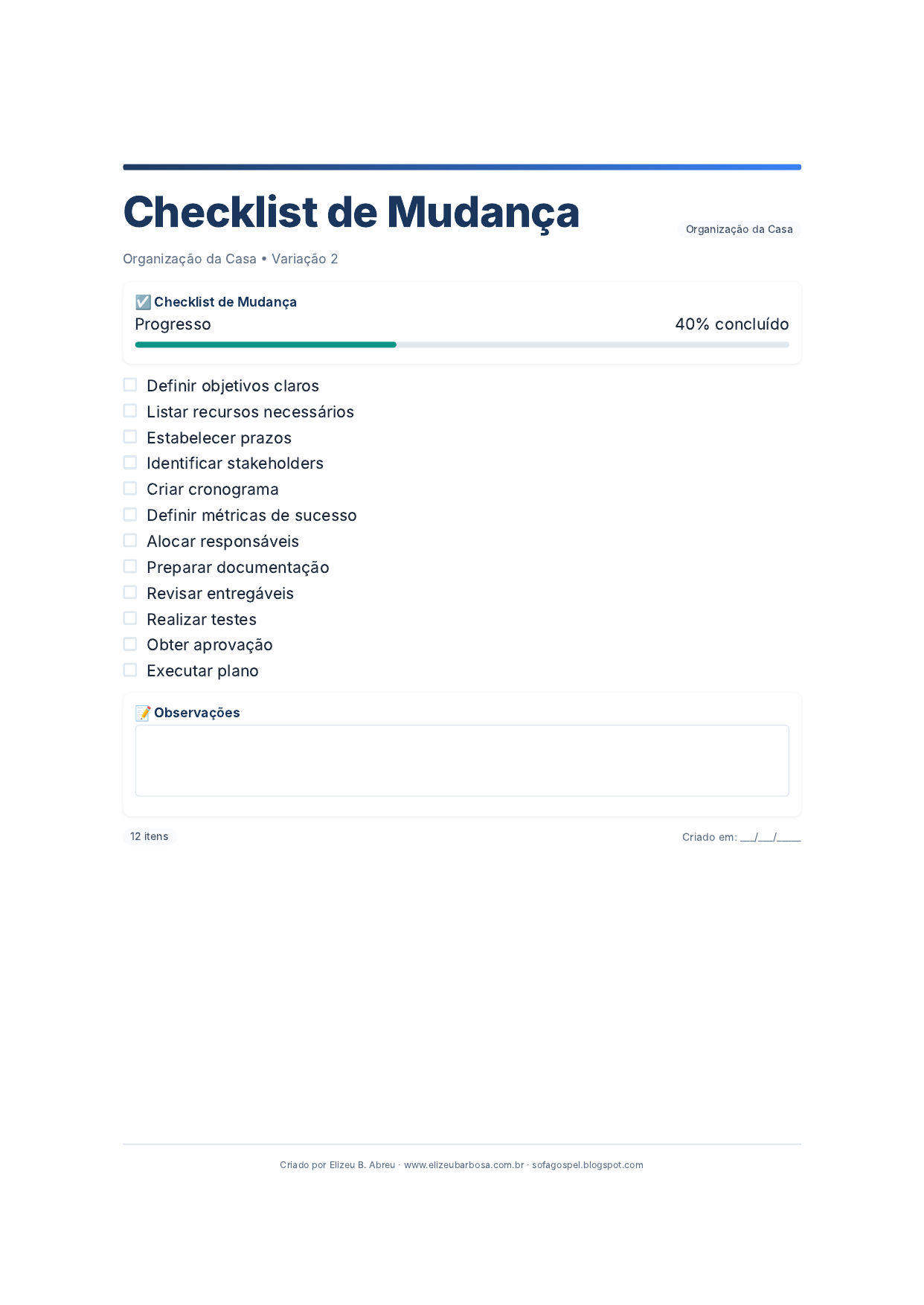 Organizacao Casa Checklist De Mudanca V2 Modern Masculino Ocean