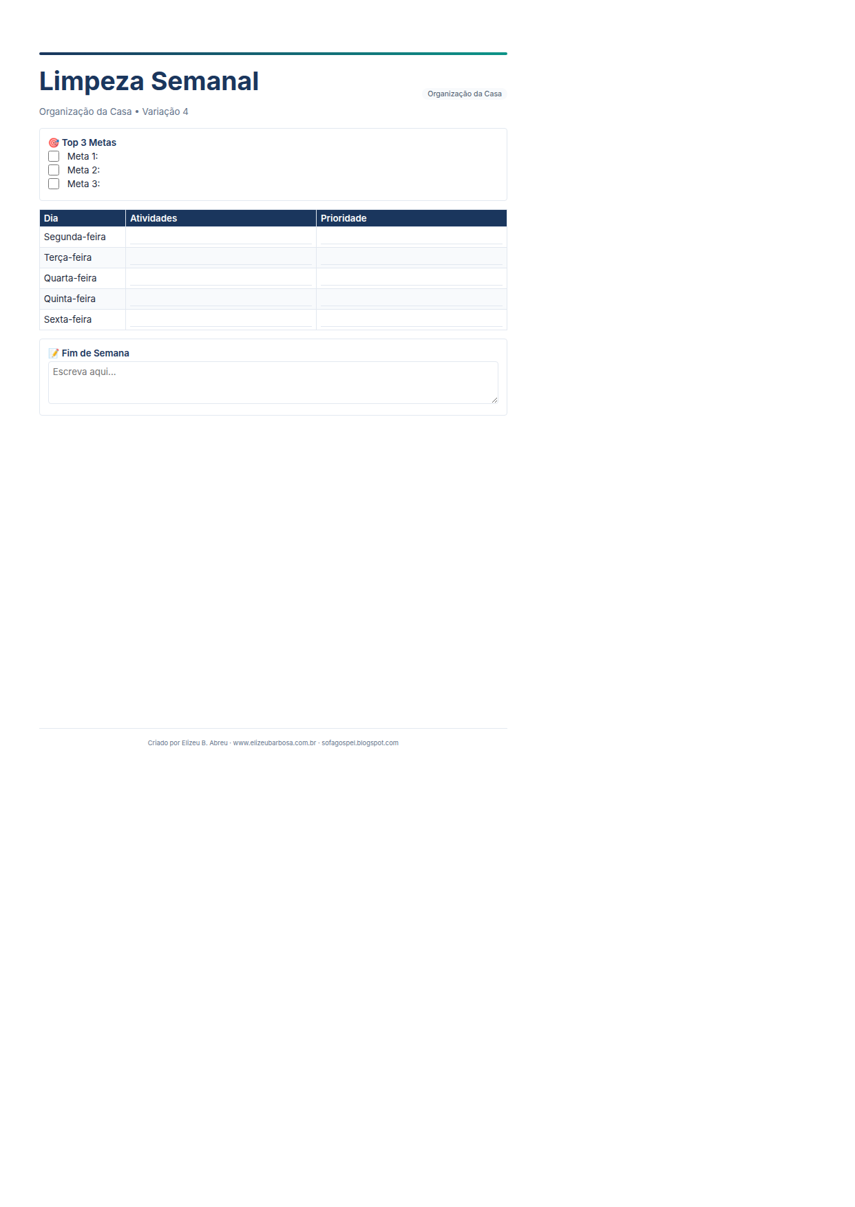 Organizacao Casa Limpeza Semanal V4 Minimal Neutro Slate