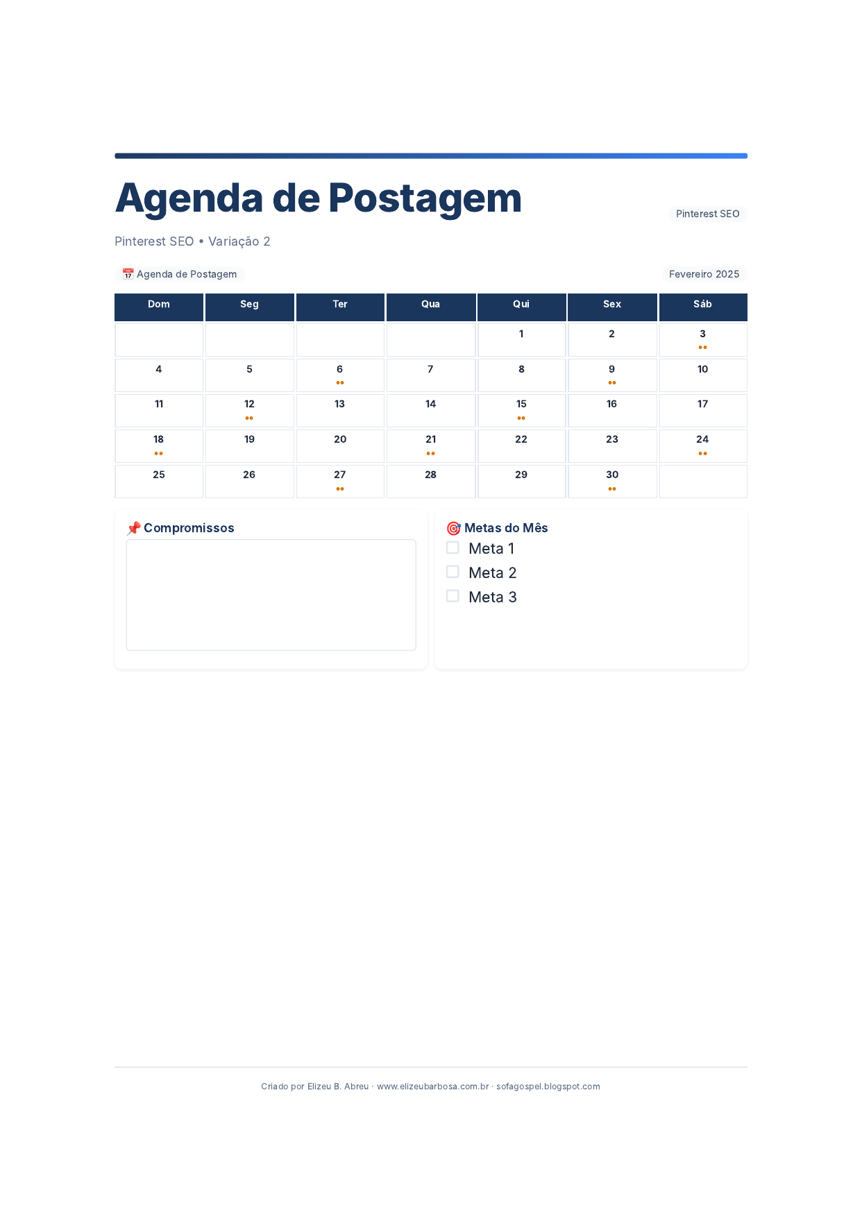 Pinterest Seo Agenda De Postagem V2 Modern Masculino Neutral