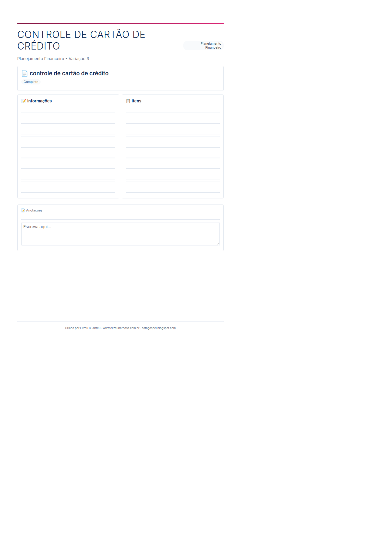 Planejamento Financeiro Controle De Cartao De Credito V3 Corporate Feminino Slate
