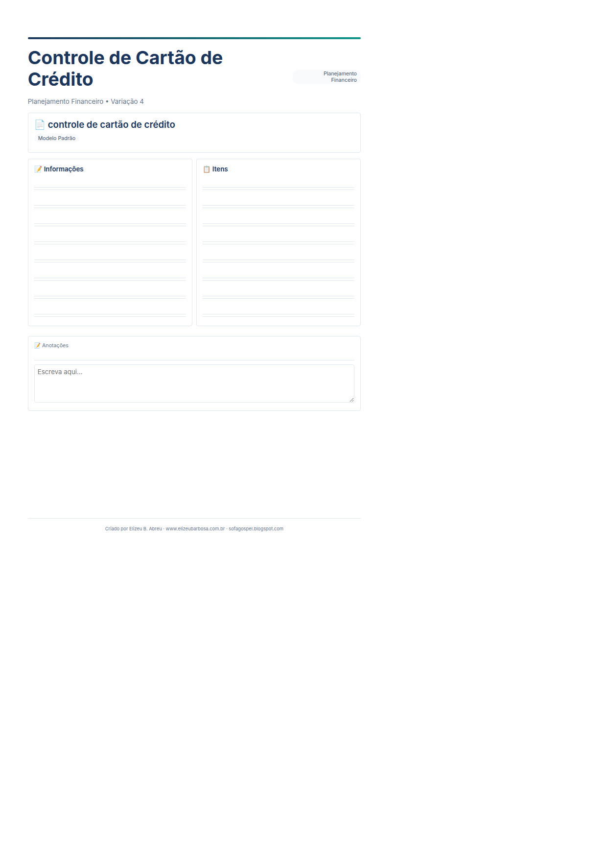 Planejamento Financeiro Controle De Cartao De Credito V4 Minimal Neutro Rose