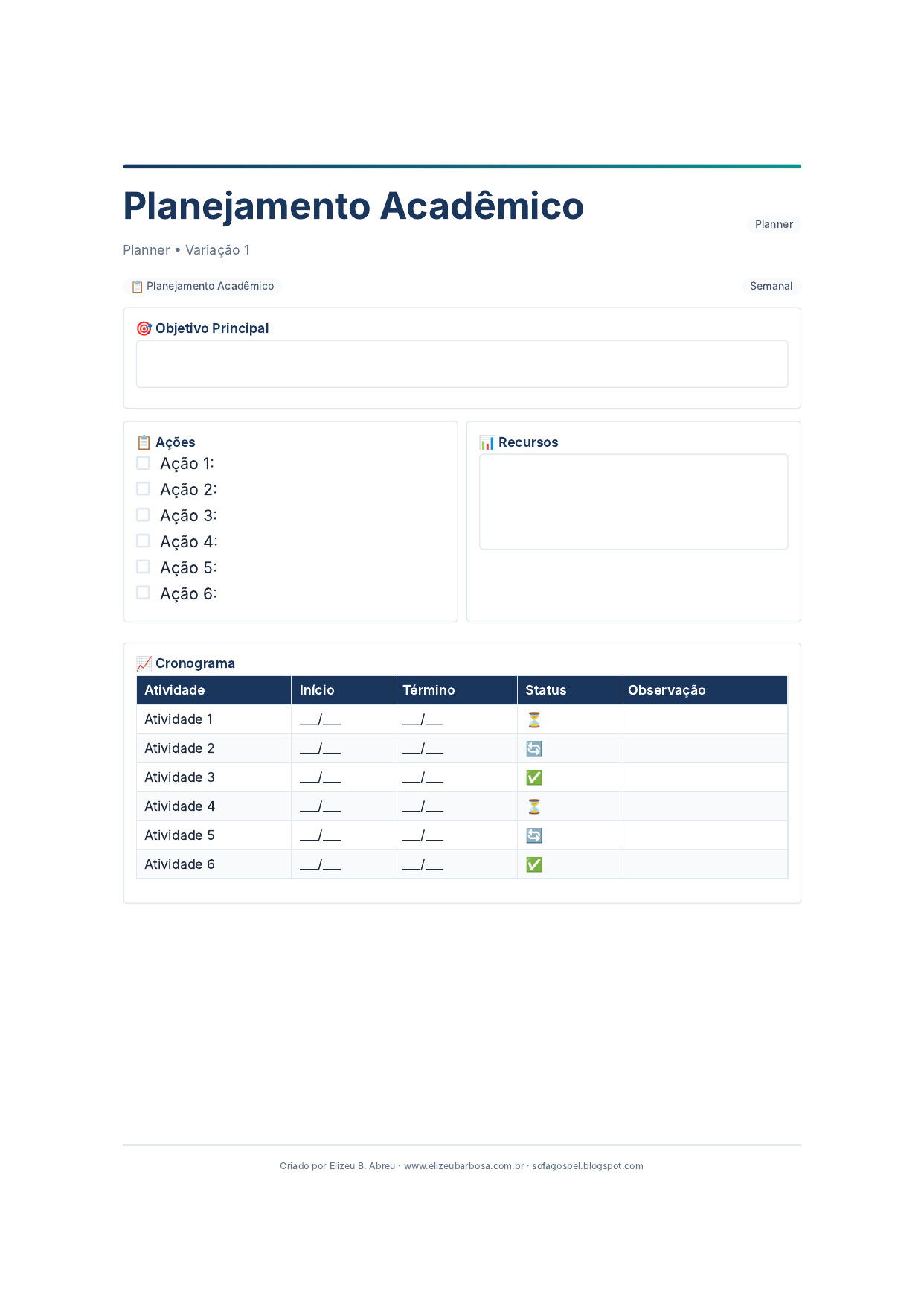 Planner Planejamento Academico V1 Minimal Neutro Neutral