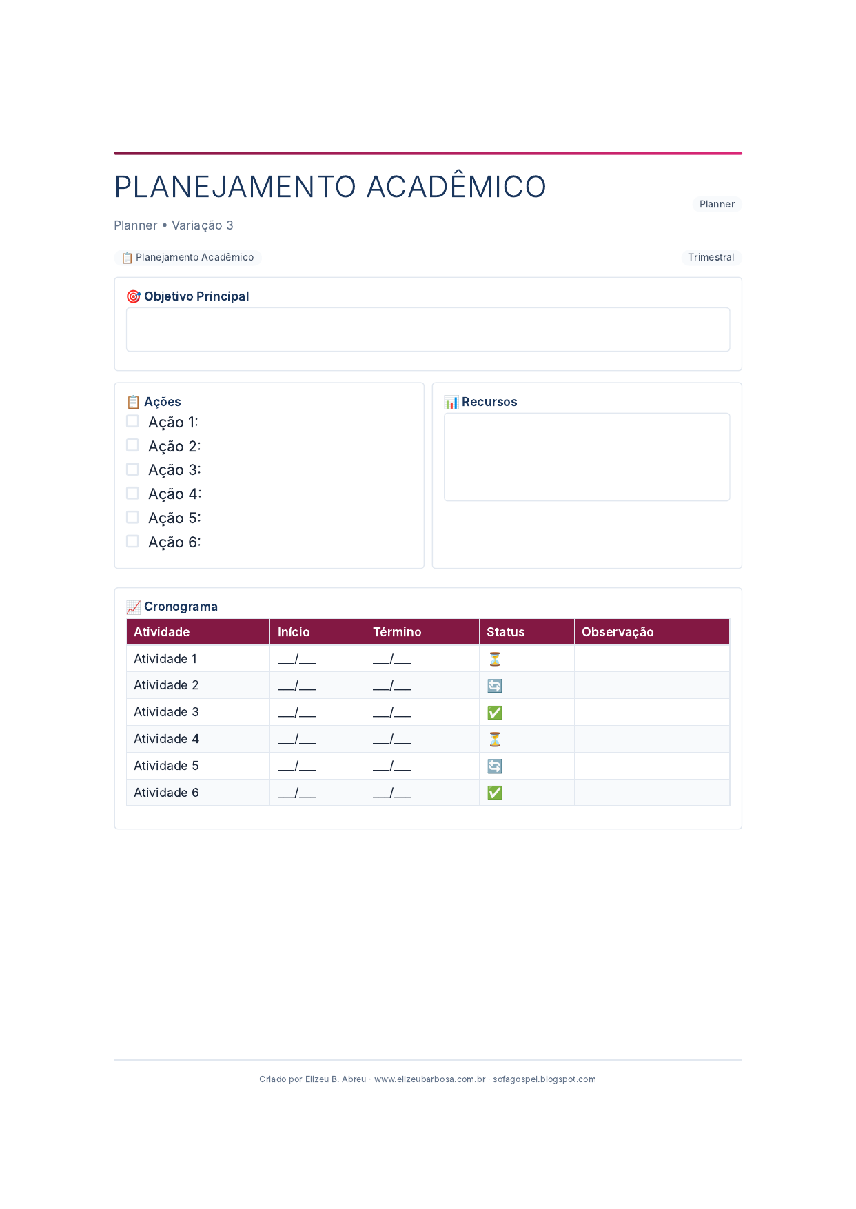 Planner Planejamento Academico V3 Corporate Feminino Modern
