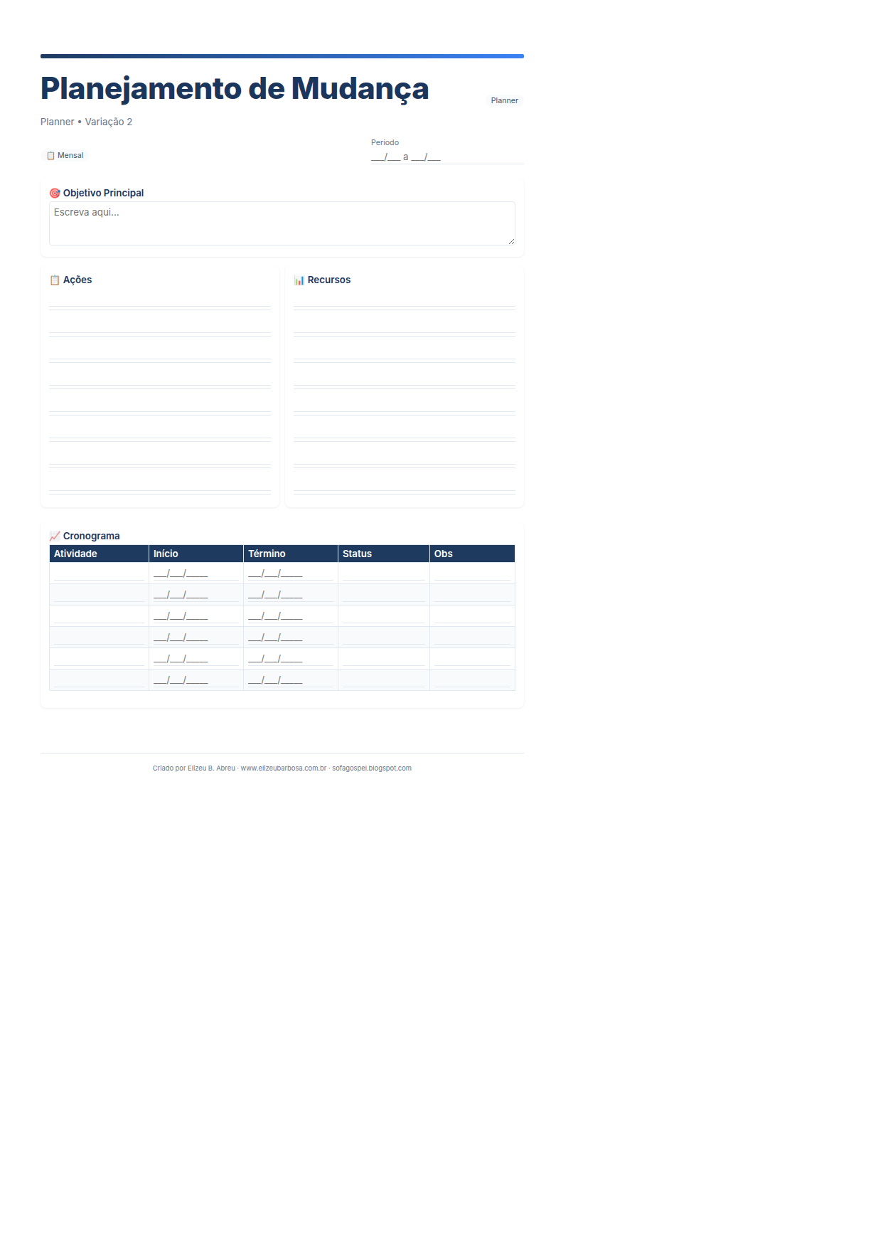 Planner Planejamento De Mudanca V2 Modern Masculino Corporate