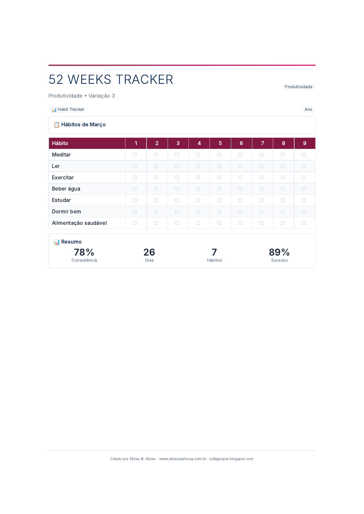 Produtividade 52 Weeks Tracker V3 Corporate Feminino Violet