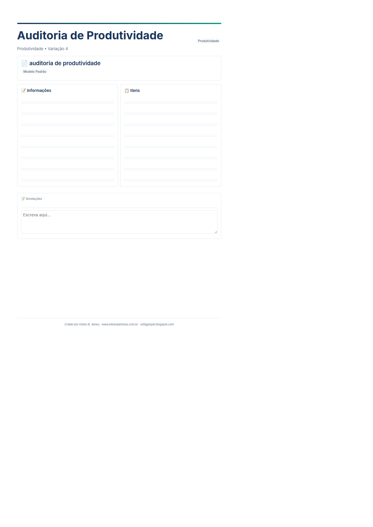 Produtividade Auditoria De Produtividade V4 Minimal Neutro Sunset