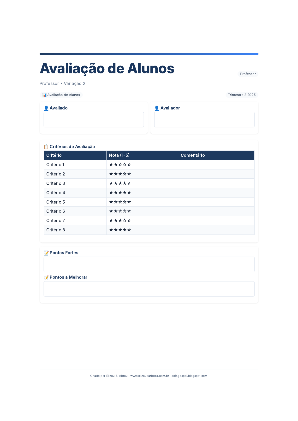 Professor Avaliacao De Alunos V2 Modern Masculino Corporate