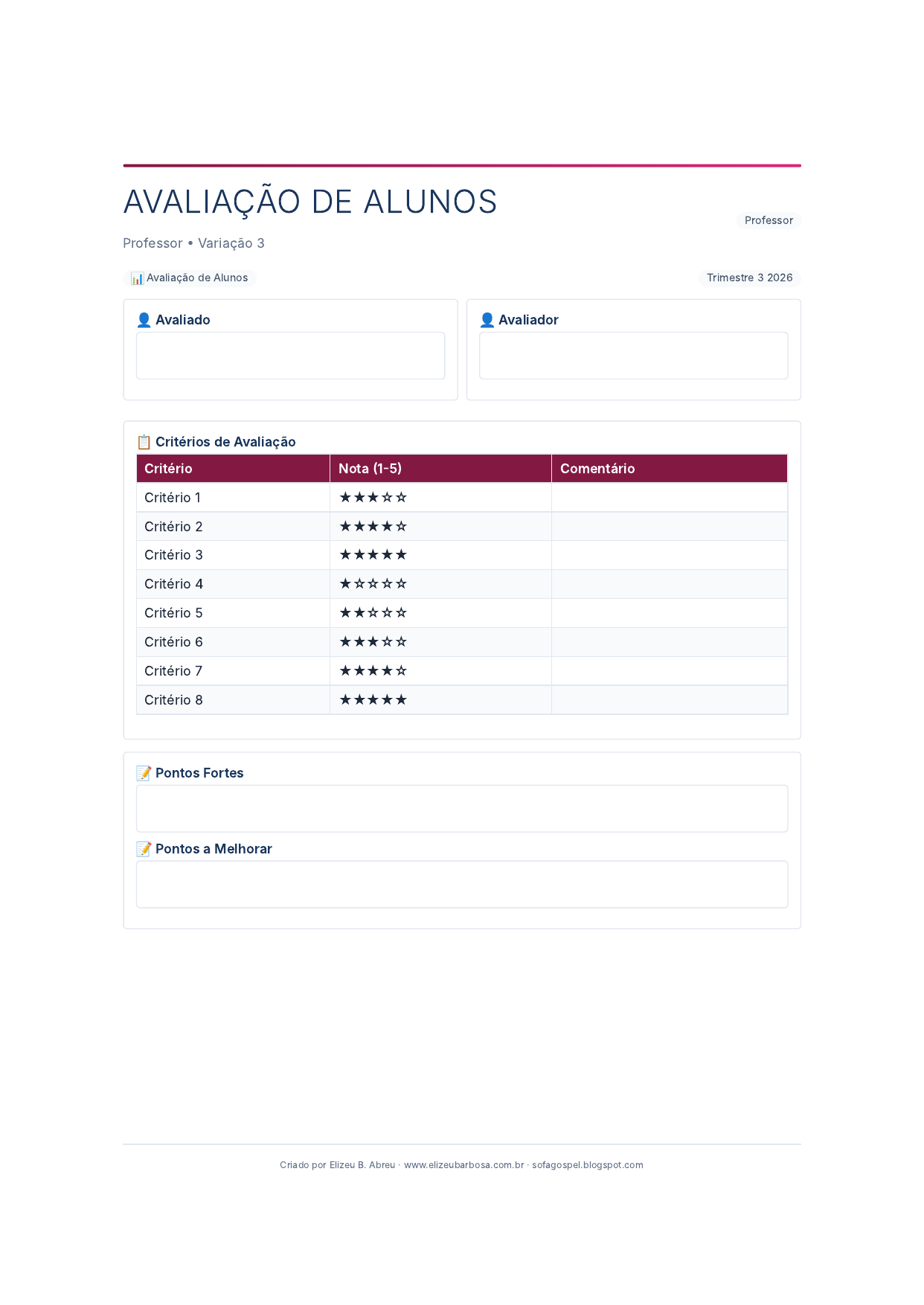 Professor Avaliacao De Alunos V3 Corporate Feminino Modern