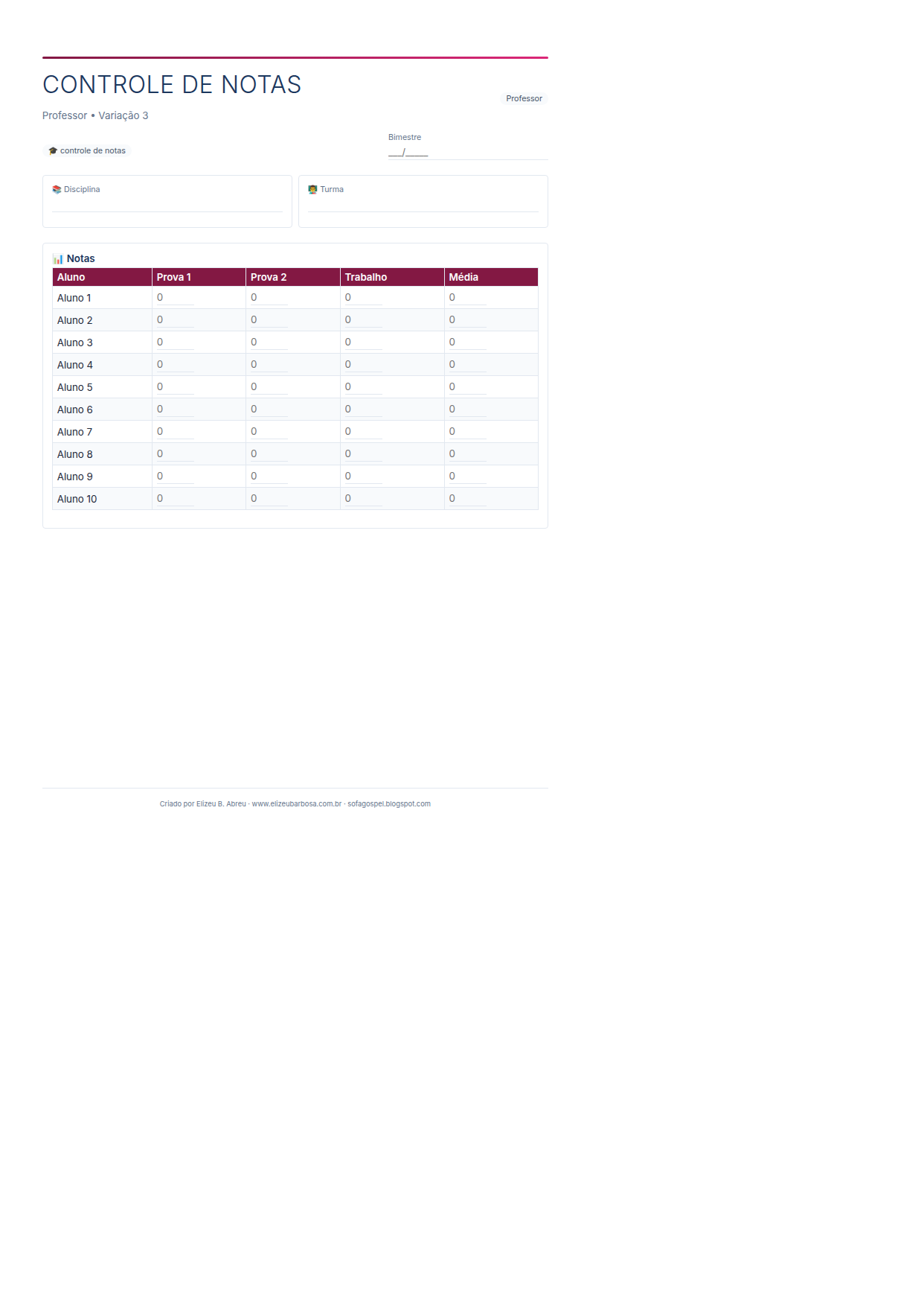 Professor Controle De Notas V3 Corporate Feminino Rose