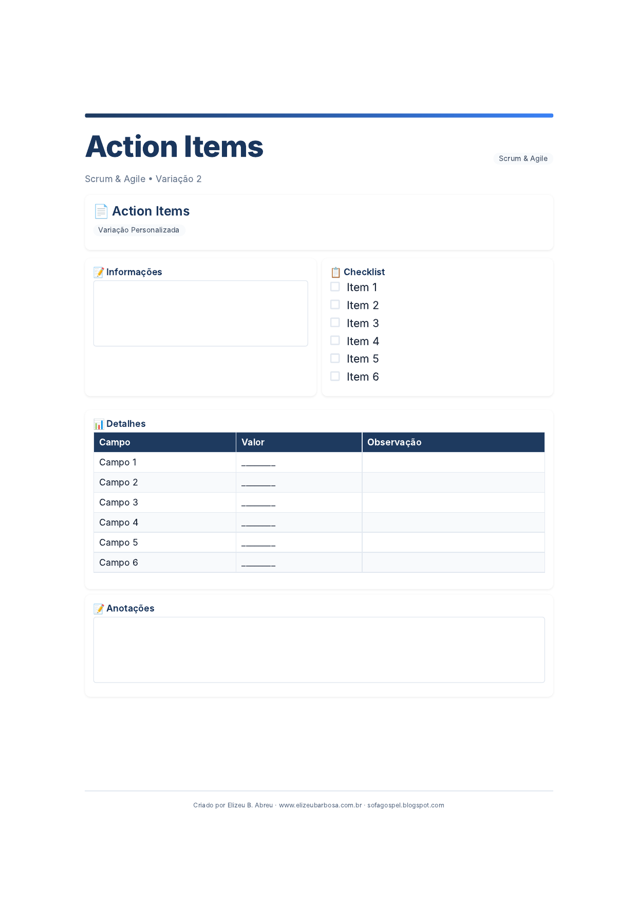 Scrum Action Items V2 Modern Masculino Ocean