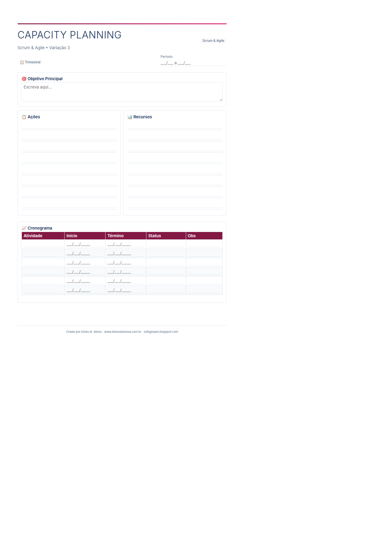 Scrum Capacity Planning V3 Corporate Feminino Violet