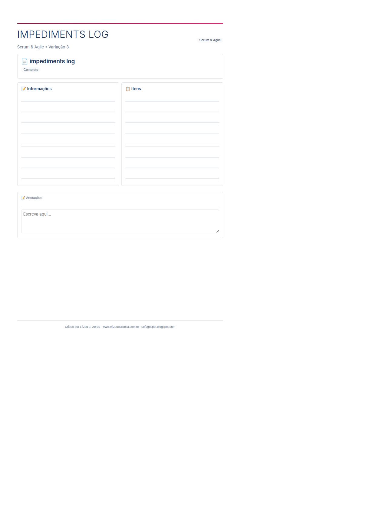 Scrum Impediments Log V3 Corporate Feminino Ocean
