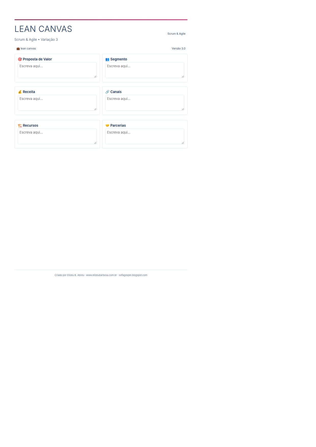Scrum Lean Canvas V3 Corporate Feminino Rose