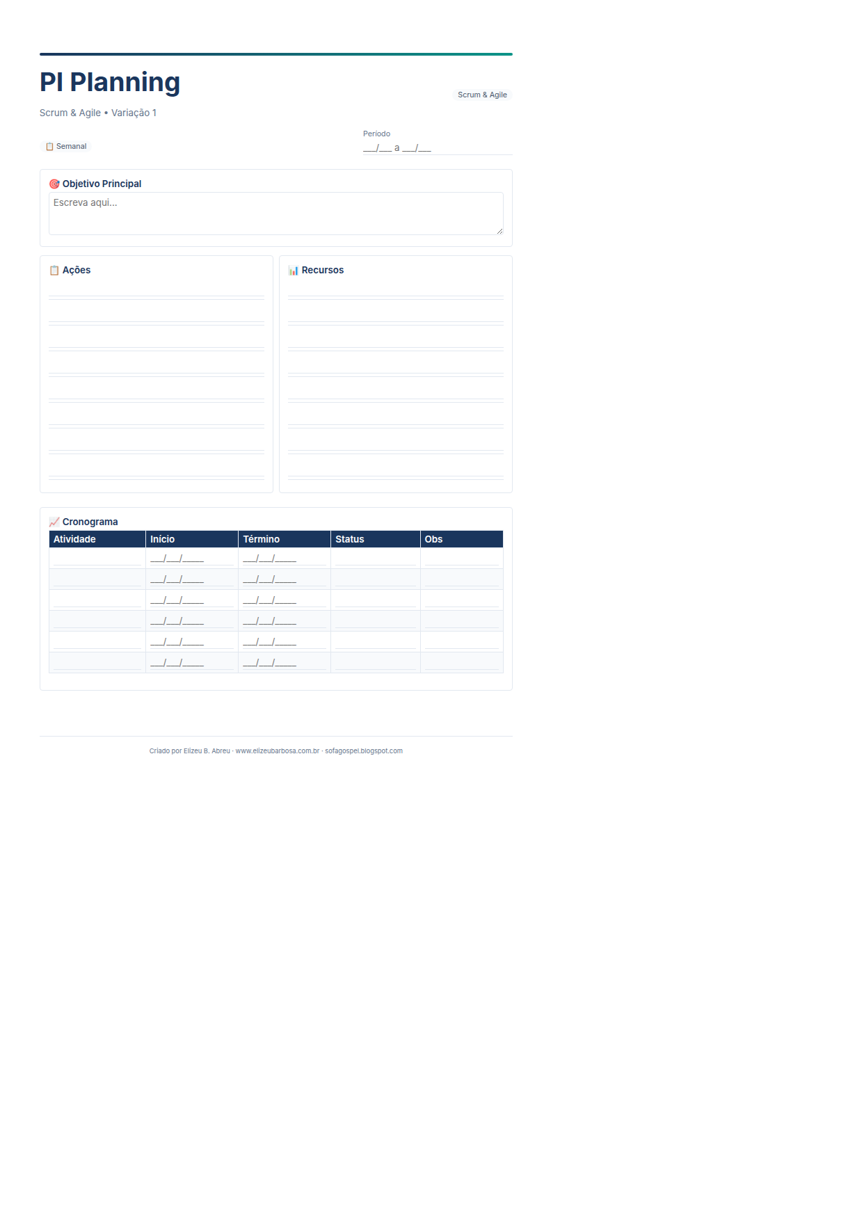 Scrum Pi Planning V1 Minimal Neutro Ocean