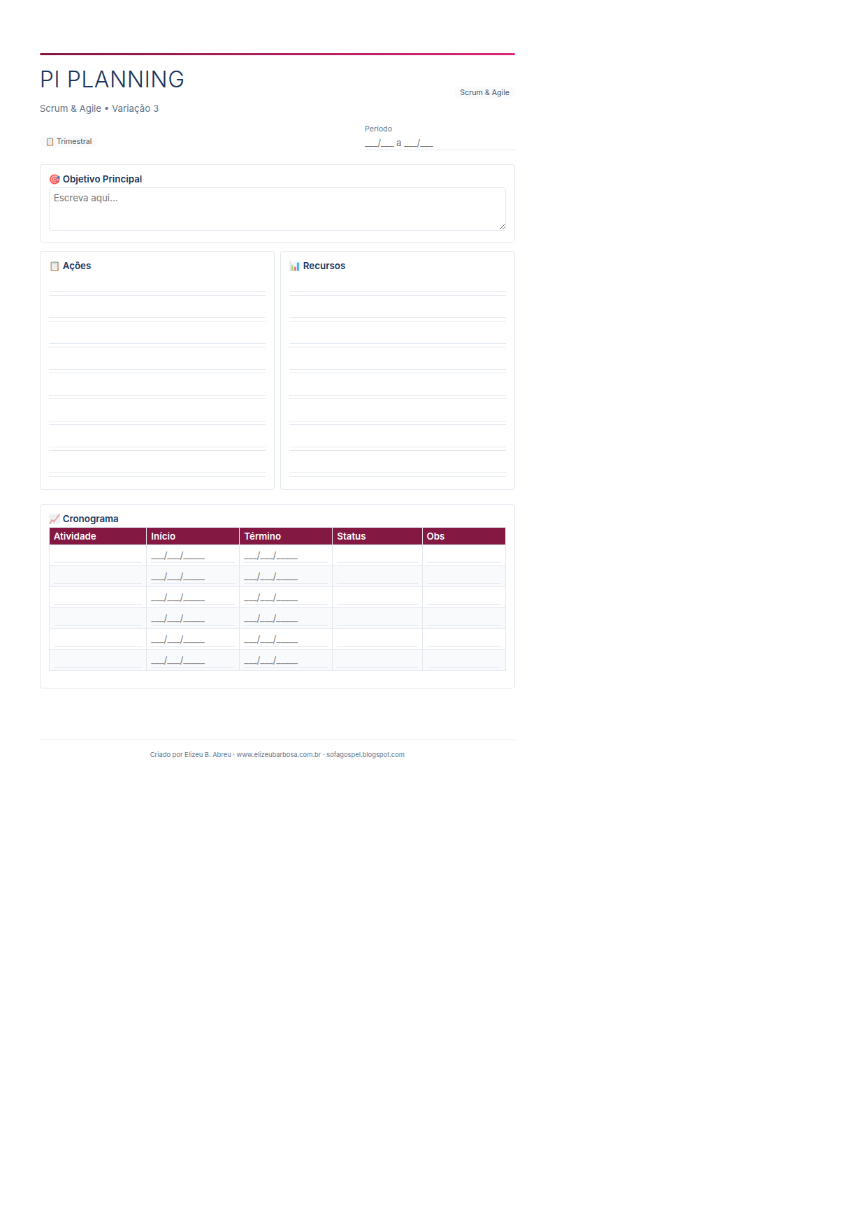 Scrum Pi Planning V3 Corporate Feminino Sunset