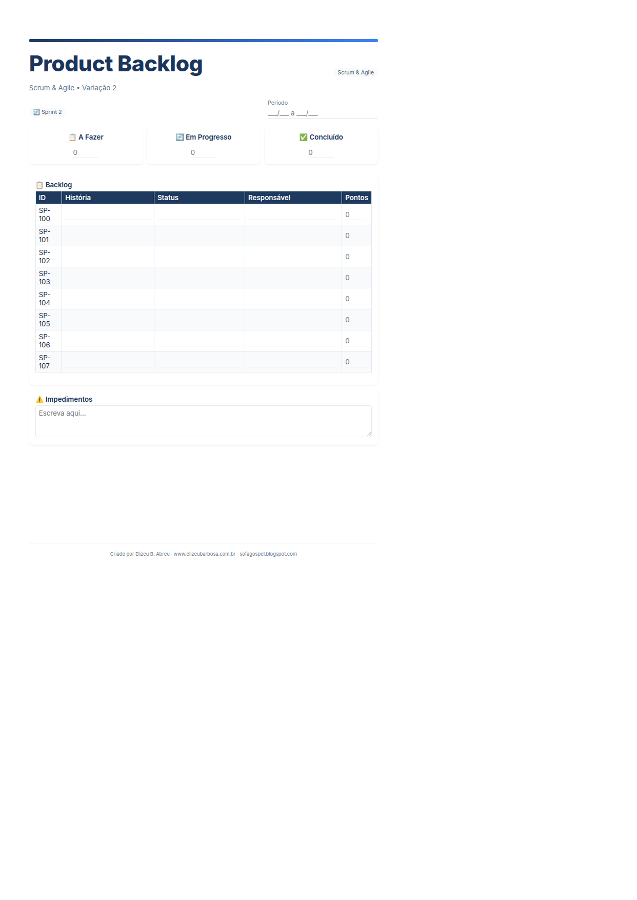 Scrum Product Backlog V2 Modern Masculino Forest