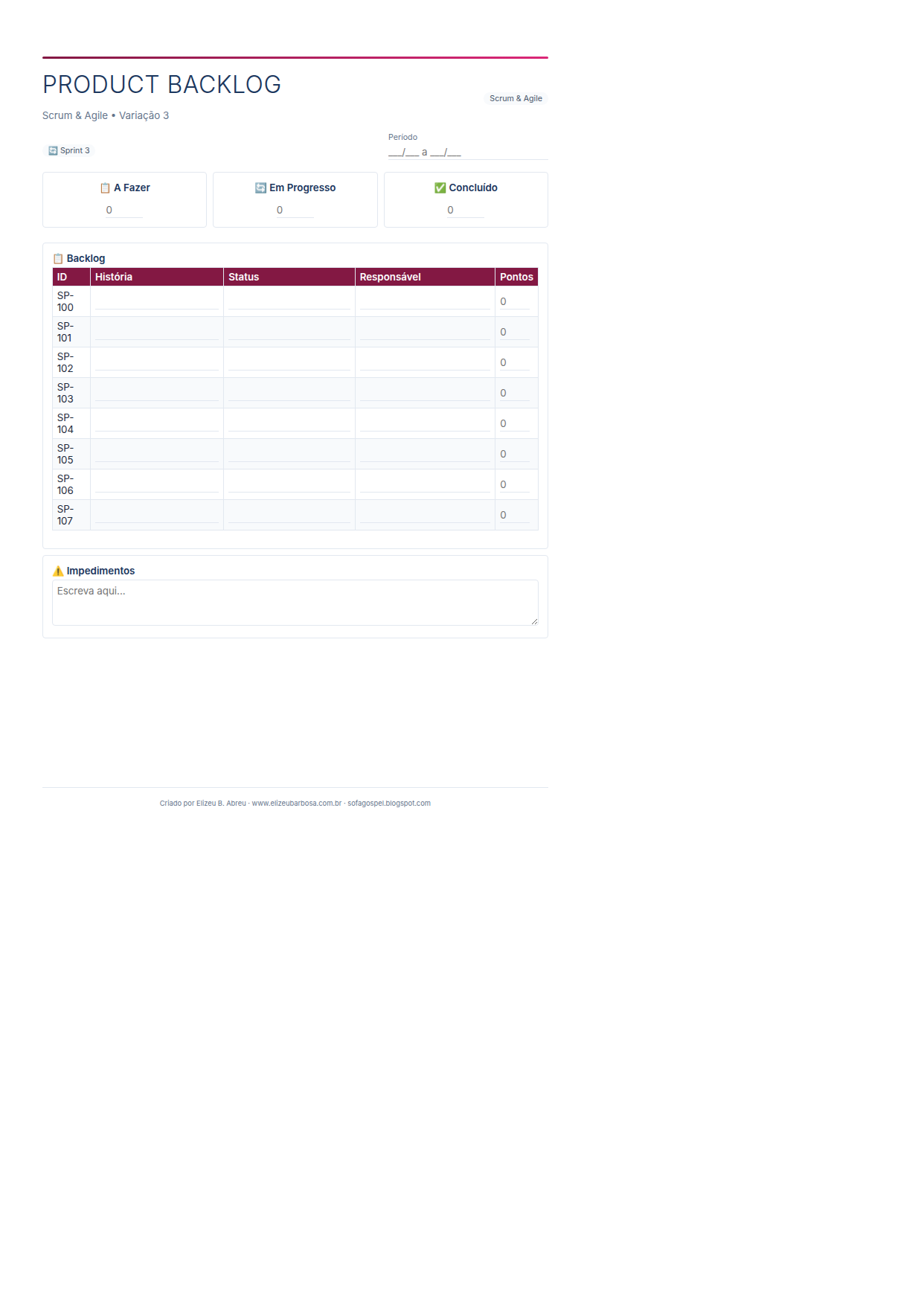 Scrum Product Backlog V3 Corporate Feminino Sunset
